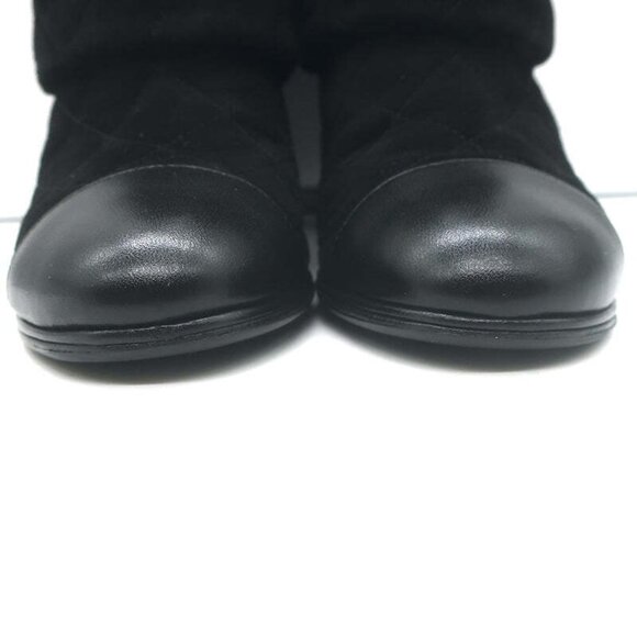 Chanel 17B Clover & Heart Quilted Fold-Over Boots Black Suede Size 35.5 - Picture 5 of 12